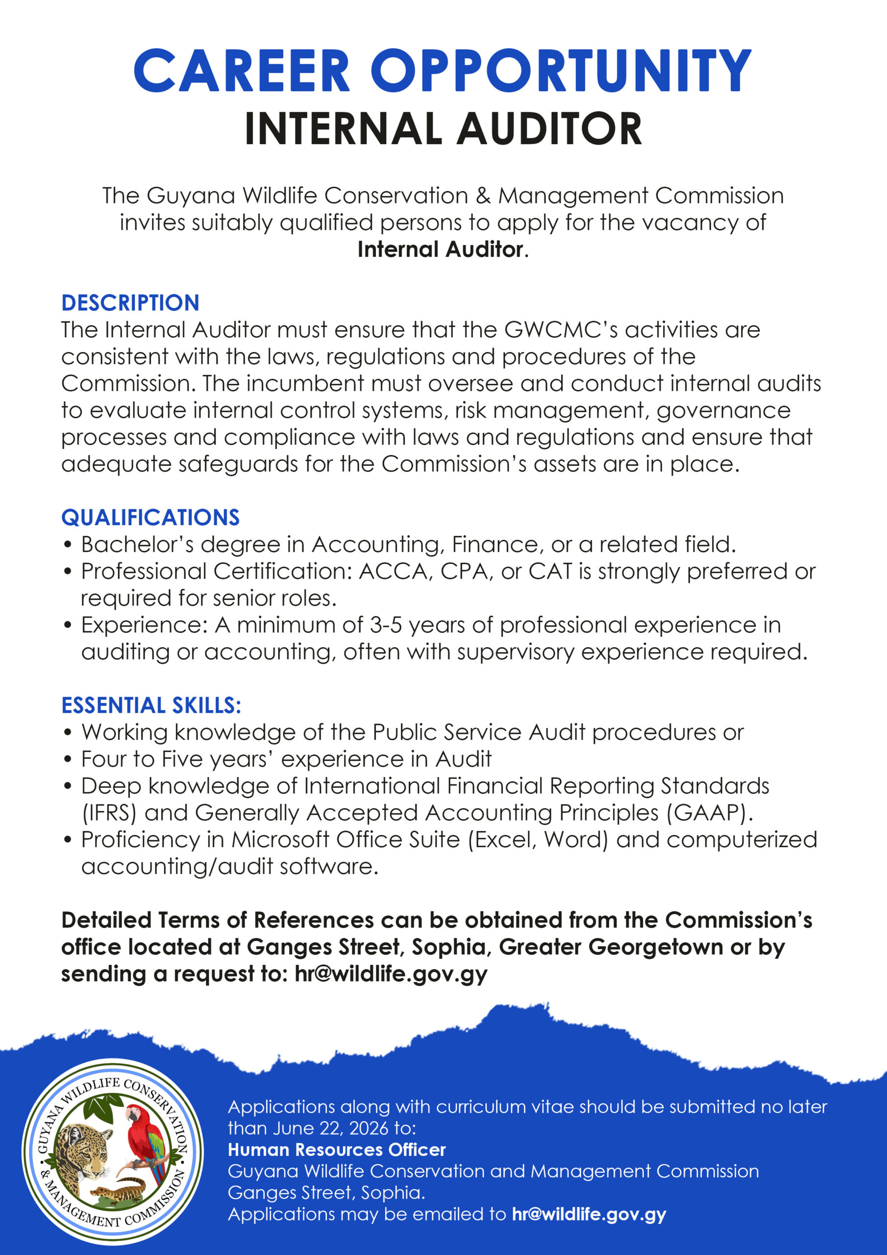 Vacancy – Internal Auditor